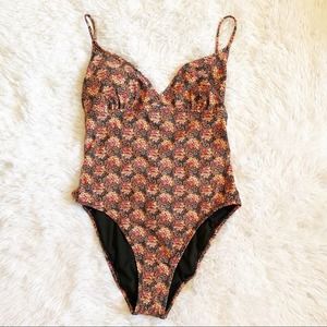 J CREW FLORAL STRAPPY BACK ONE PIECE SWIMSUIT 12 NWT